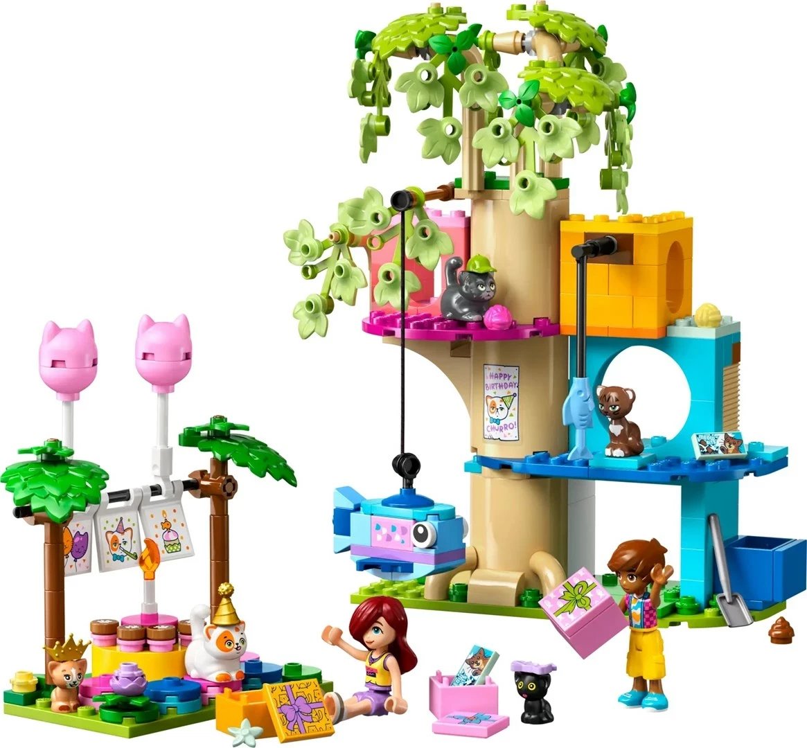 Set lodrash LEGO Friends 42666 Cat Birthday Party & Tree House, 321 pjesë