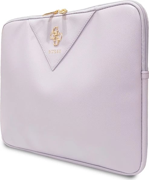 Mbështjellës laptopi Guess ZIP Leather Triangle, 14 inç, lëkurë ekologjike, vjollcë