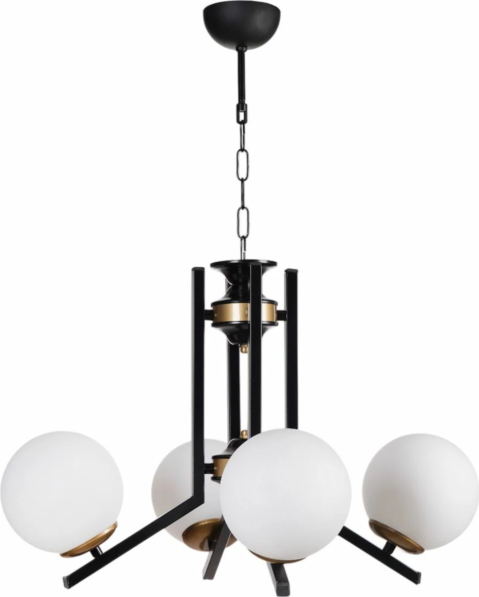 Llambadar Opviq, 8988-4, metal e xham, e bardhë dhe e zezë