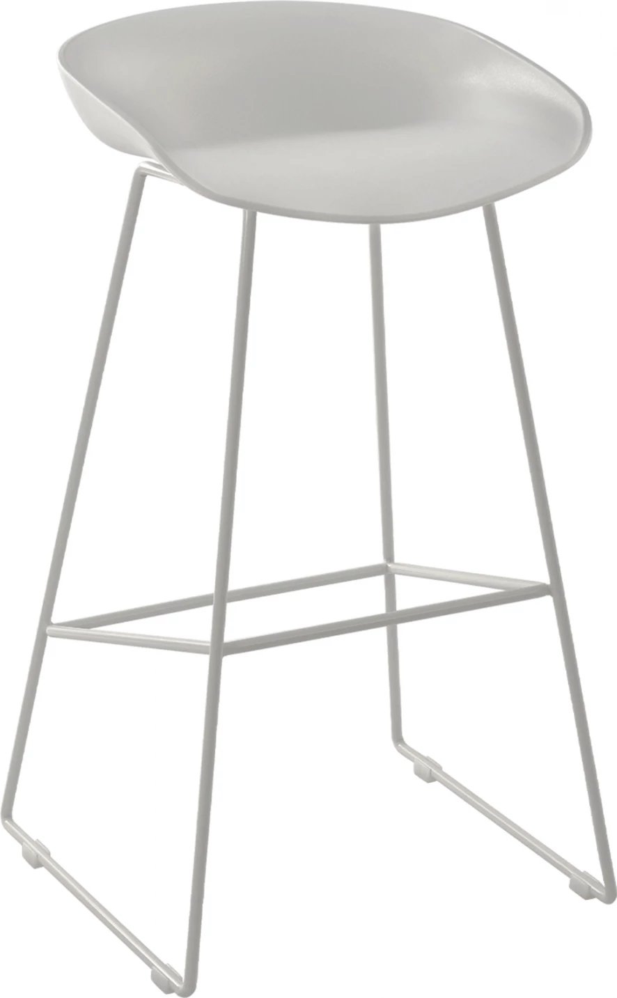 Karrige për bar FH8450.01 Metalike me ulëse PP e bardhë 47x47x83cm, set prej 2 copë