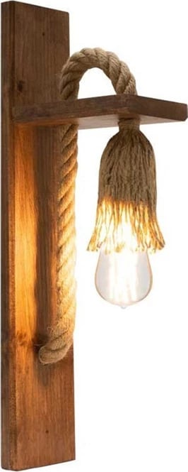 Llambë muri Lamel, dru dhe litar natyral, 10x17x45cm