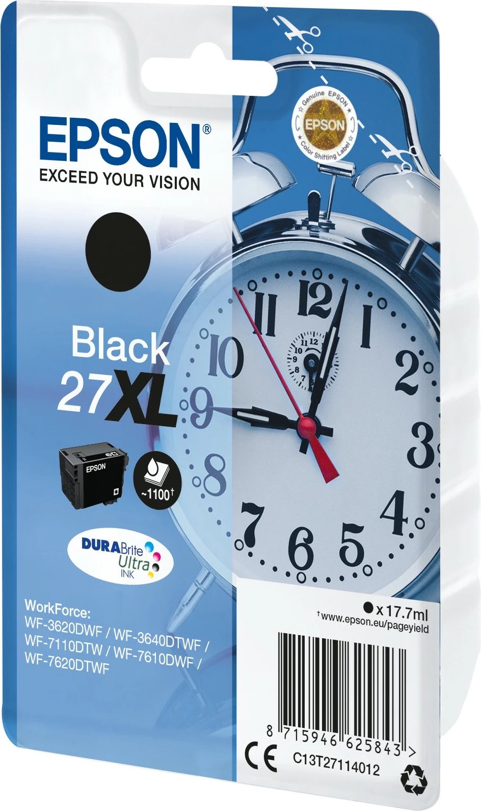 Kasetë bojë Epson 27XL DURABrite Ultra, Pigment, 17.7 ml, e zezë