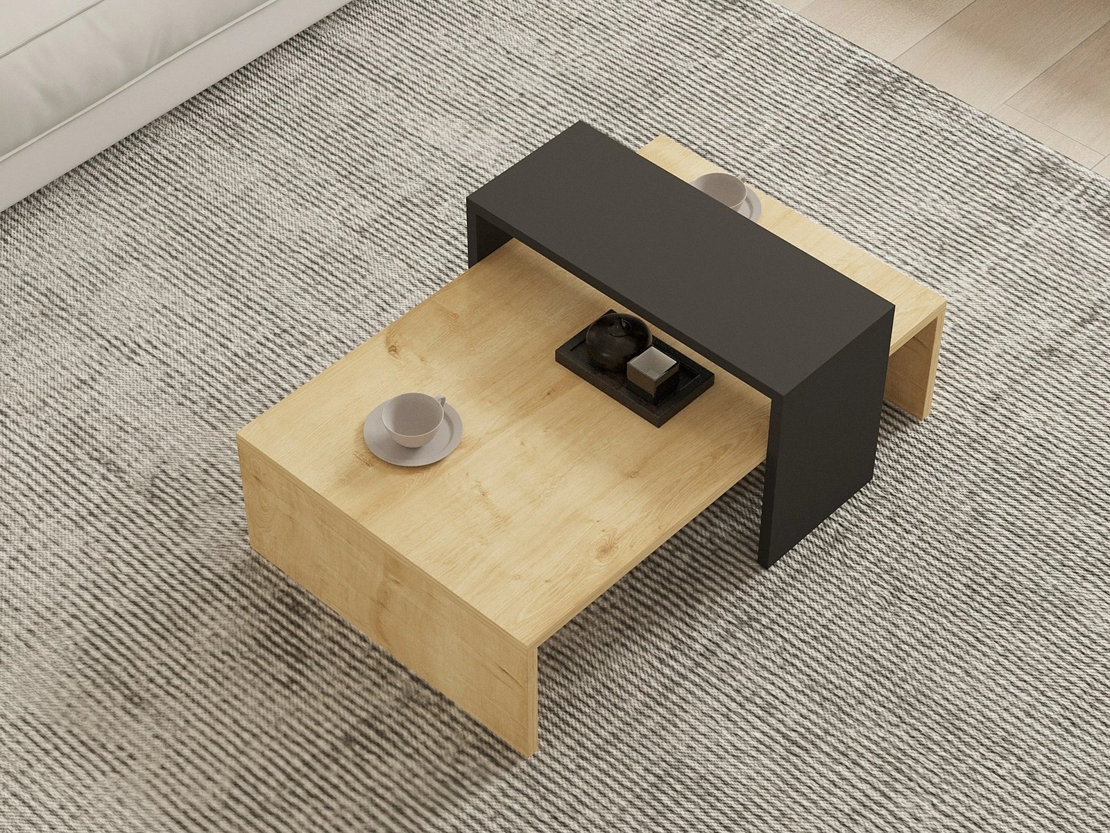 Tavolinë e ulët Hanah Home, Glow - ngjyrë safir dhe antracit