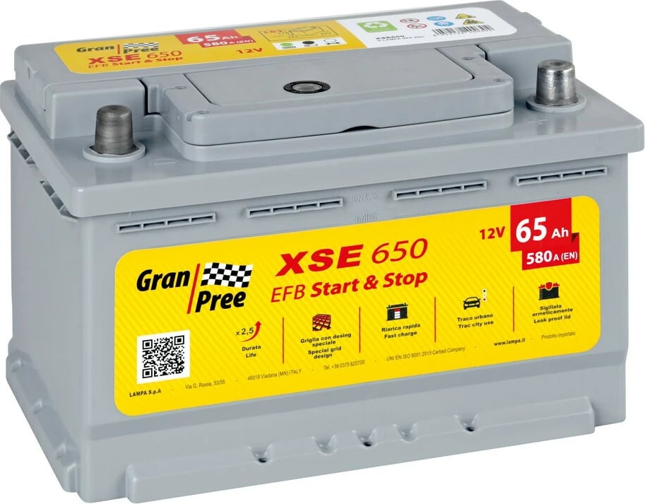 Bateri 12v - Gran Pree Start-stop Efb - 65 Ah - 580 A