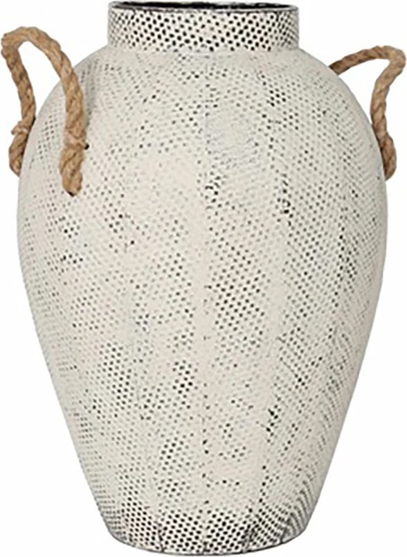 Vazo dekorative Cupi, metal i bardhë, 26x26x41cm