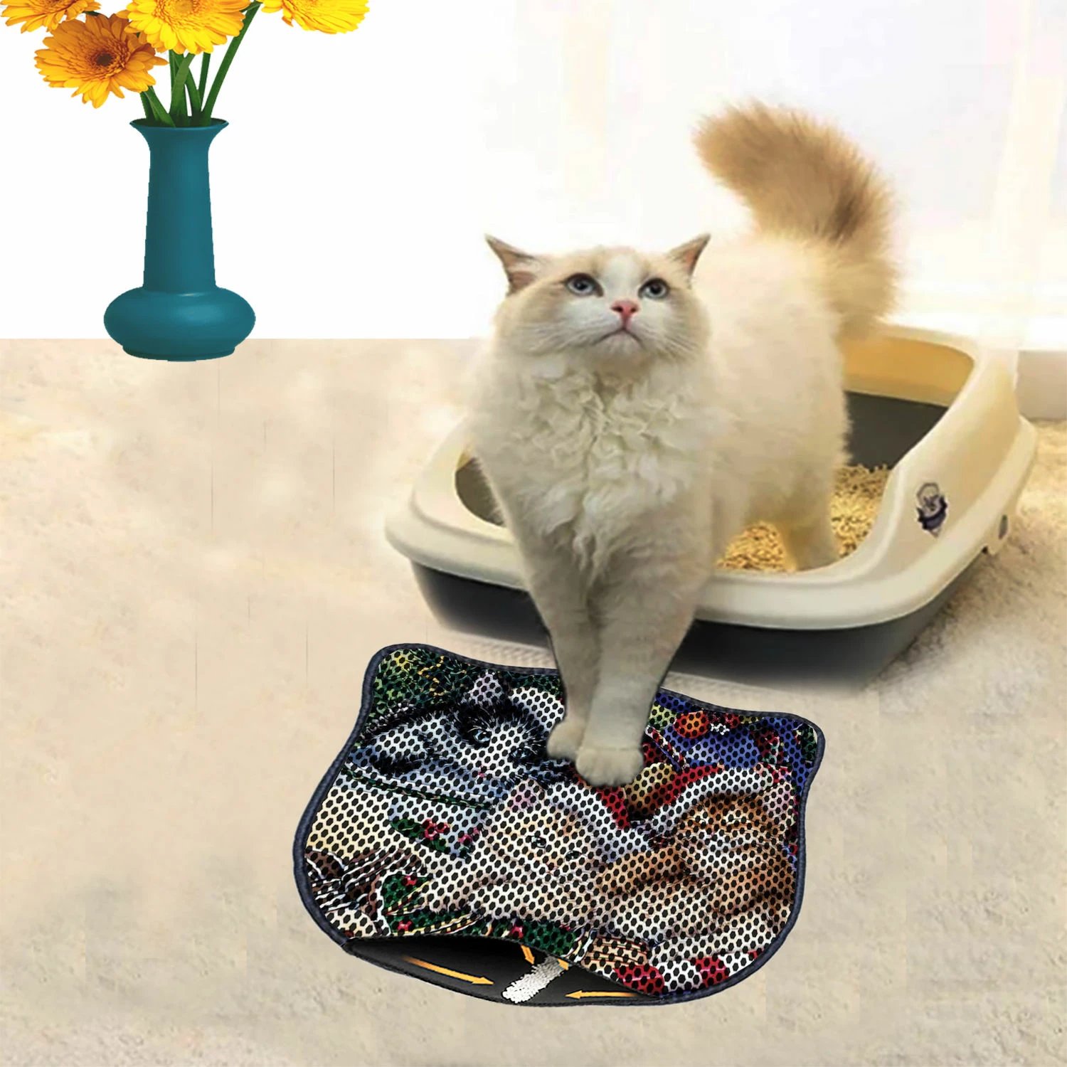 Tapet për rërë maceje, shumëngjyrësh, Paws & Whiskers, Kdkafa0177, 40x50cm