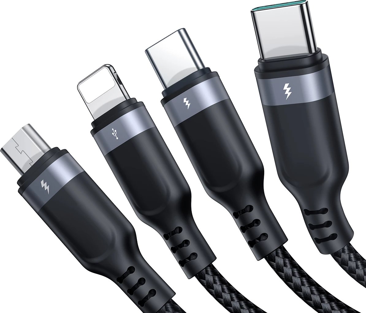 Kabllo multifunksional Joyroom S-A18 4in1, 1.2m, USB-A në USB-C/Lightning/micro USB, e zezë