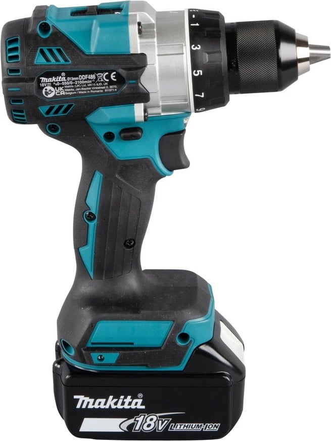 Makineri shpimi Makita DDF486RTJ, 18V, 2 shpejtësi, pistol grip, zi/blu
