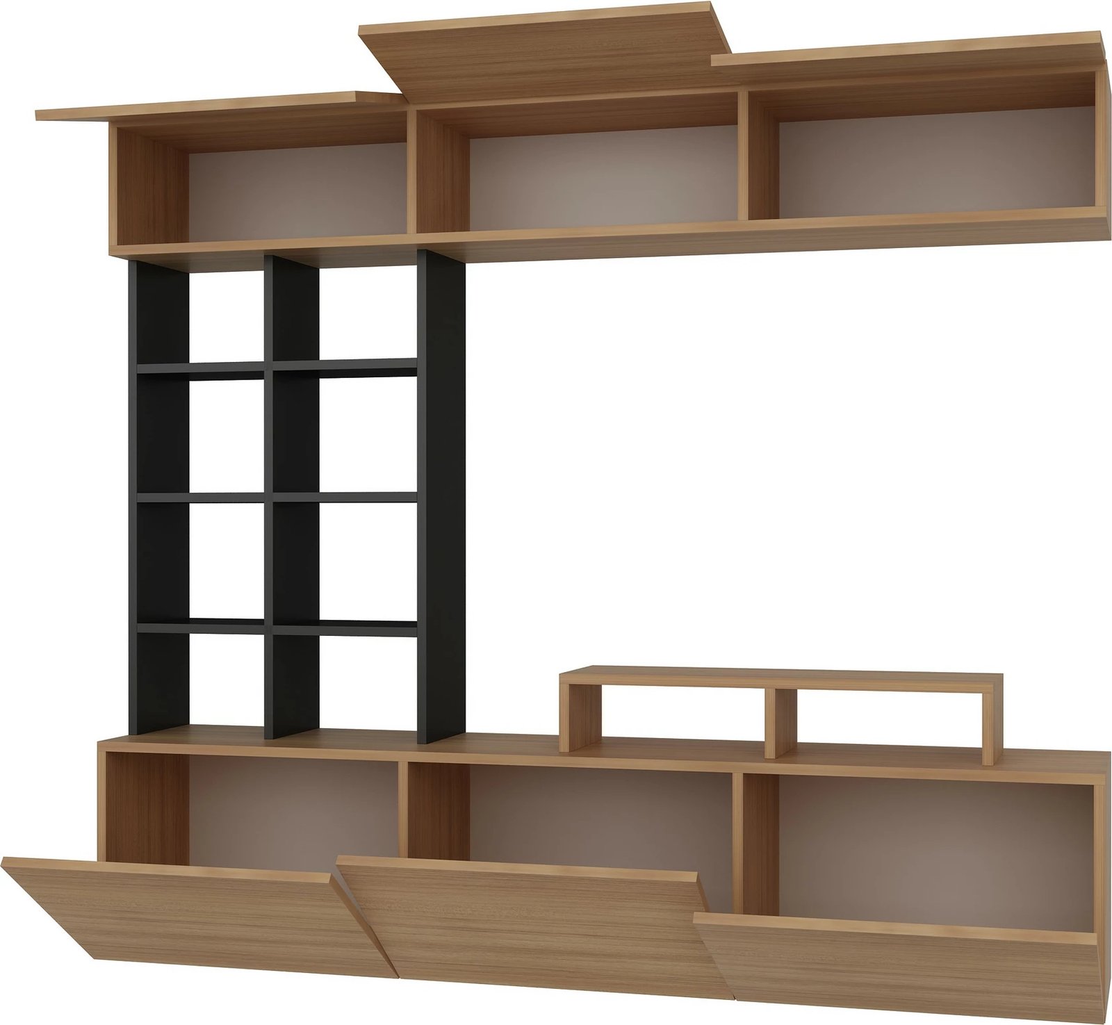 Komodë TV Hanah Home, Sasa, ngjyrë teak dhe e zezë