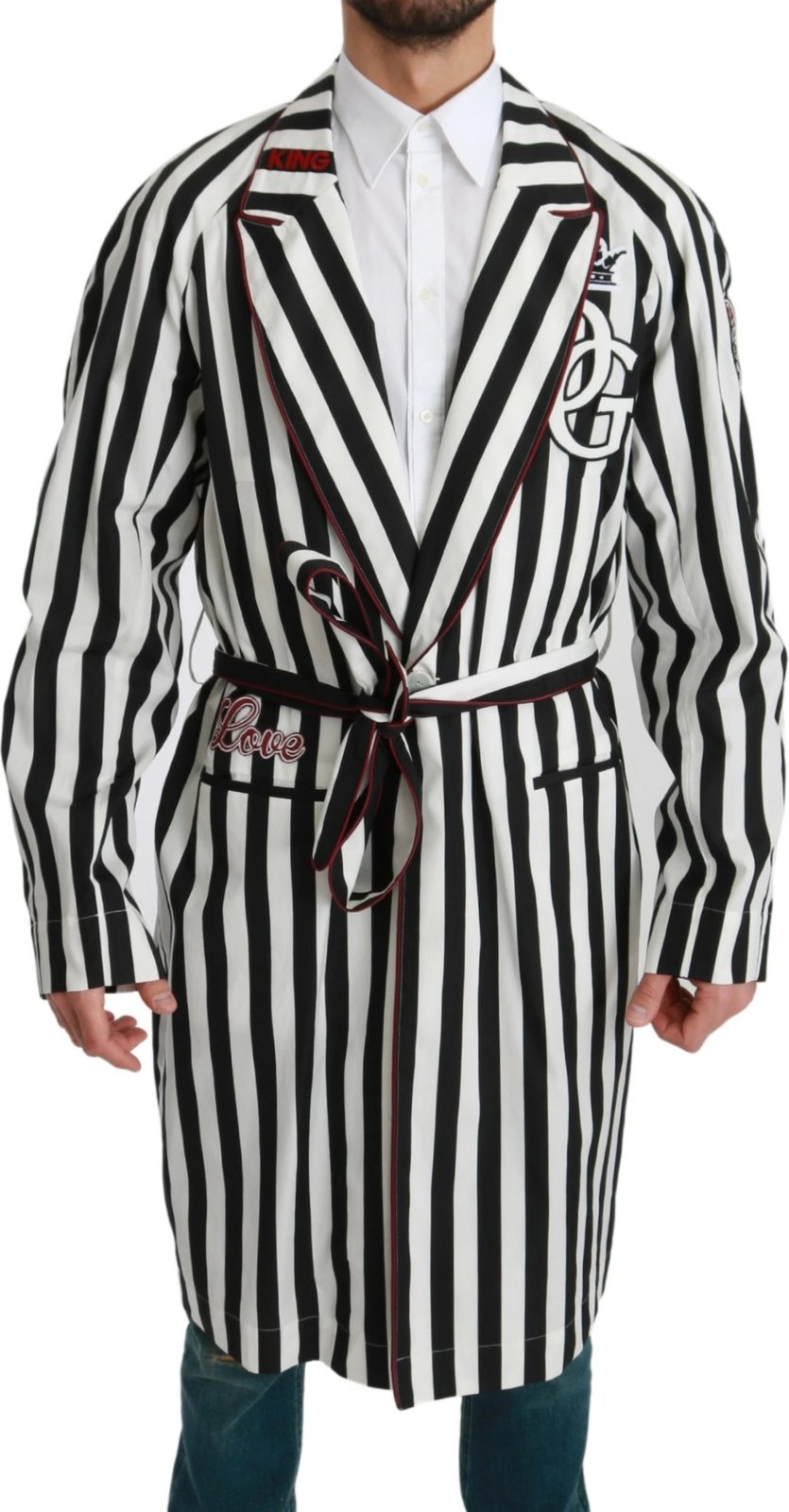 Këmishë nate për meshkuj Dolce & Gabbana, e bardhë / e zezë 