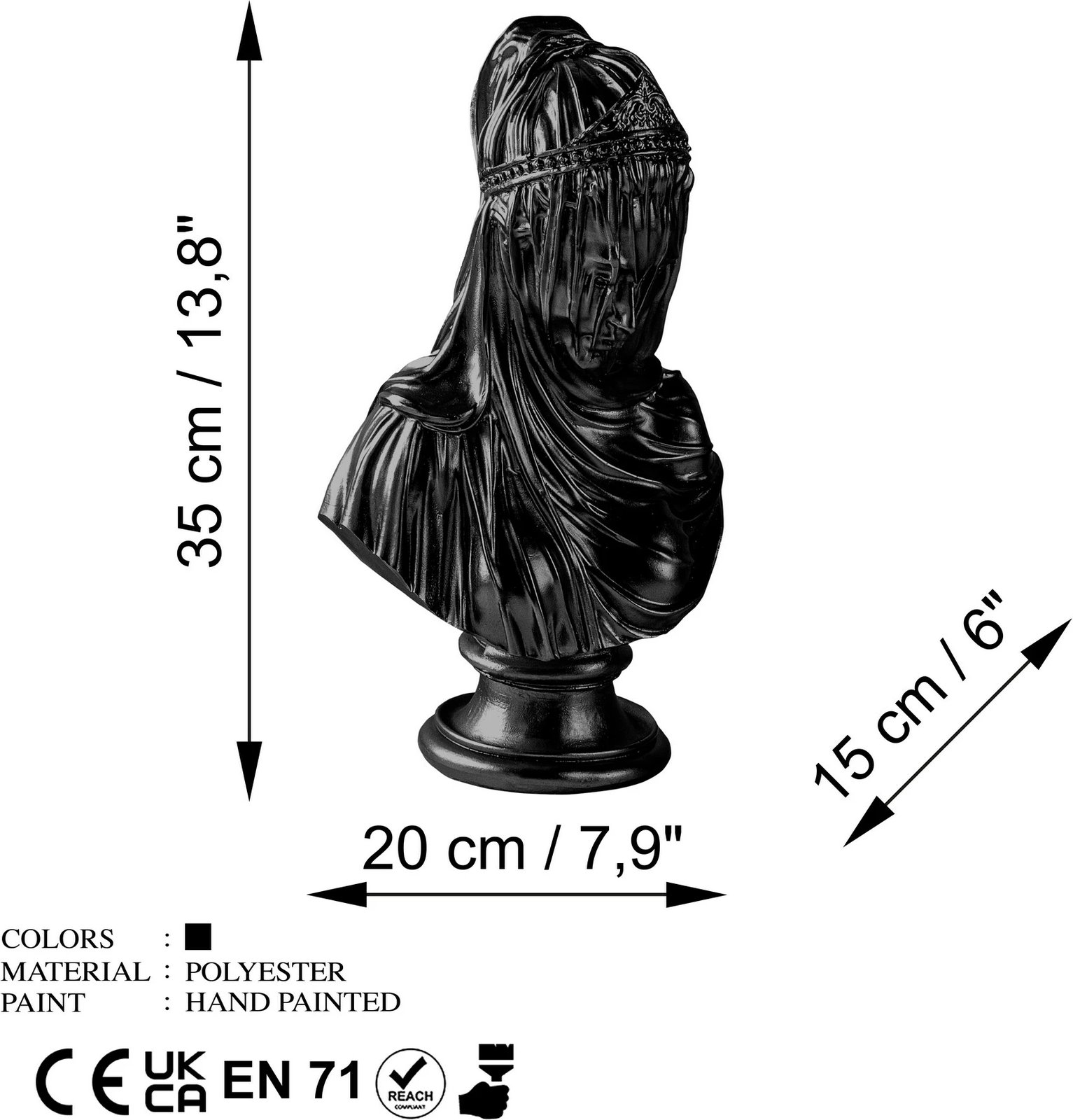 Objekt dekorativ Aberto Design, Yak-038-C, ngjyrë e zezë