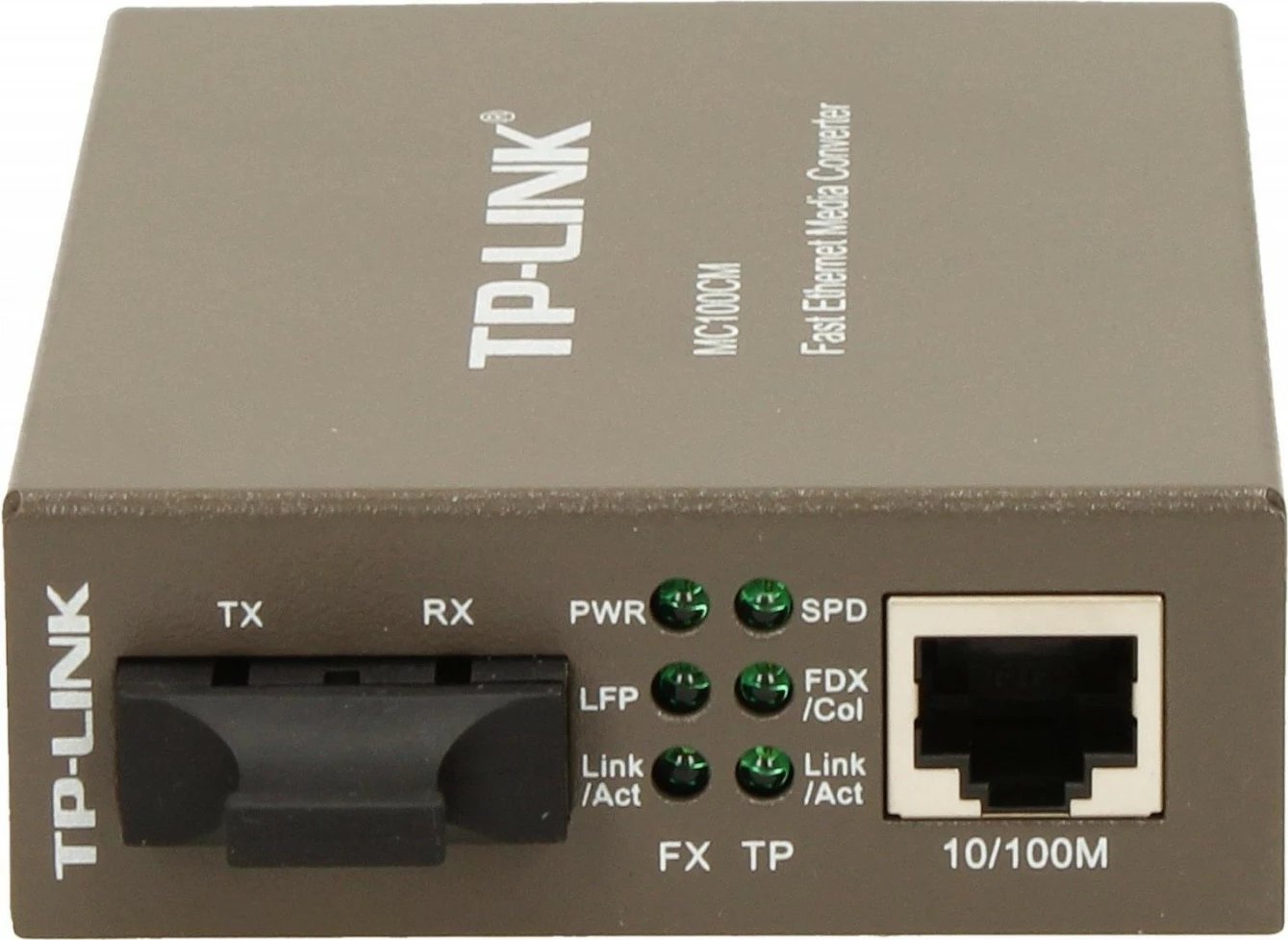 Media konvertues TP-LINK MC100CM, 10/100 Mbps, për fibër optike, i errët