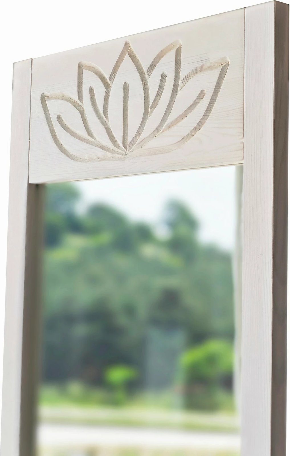 Pasqyrë Cheval Skye Decor, dru i bardhë, motiv lule lotus