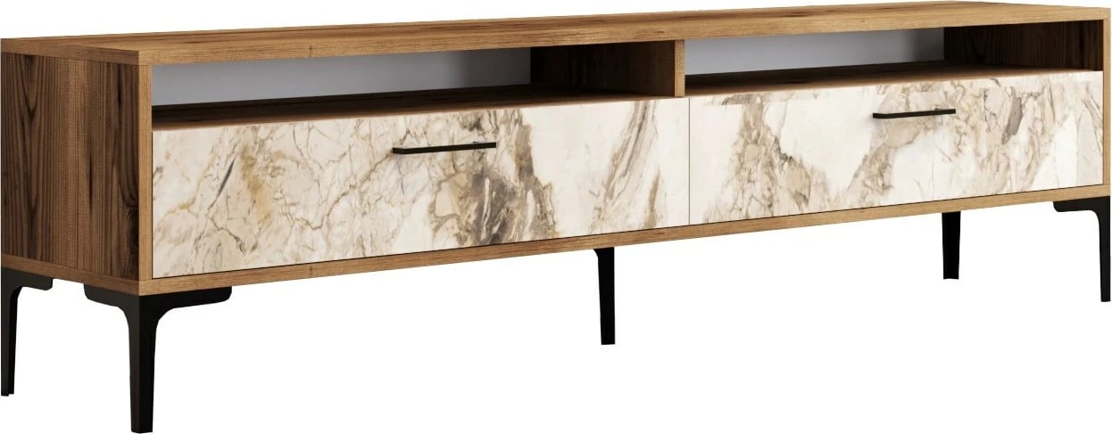Komodë TV Skye Decor, Istanbul 2, ngjyrë arre dhe mermer i bardhë