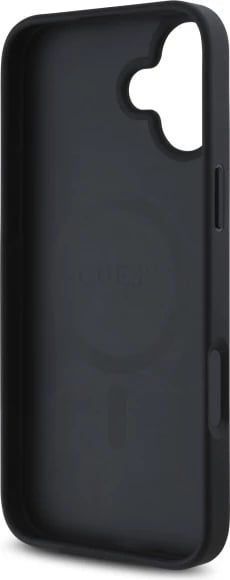 Mbështjellës Guess GUHMP16SP4ROPEMCK për iPhone 16 6.1", hardcase, MagSafe, i zi me lule