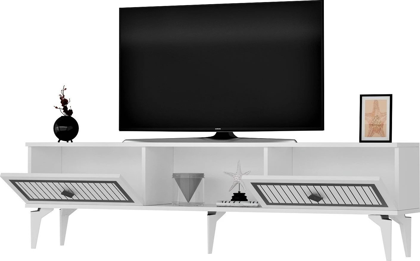 Komodë TV Hanah Home, Nil, e bardhë, argjend