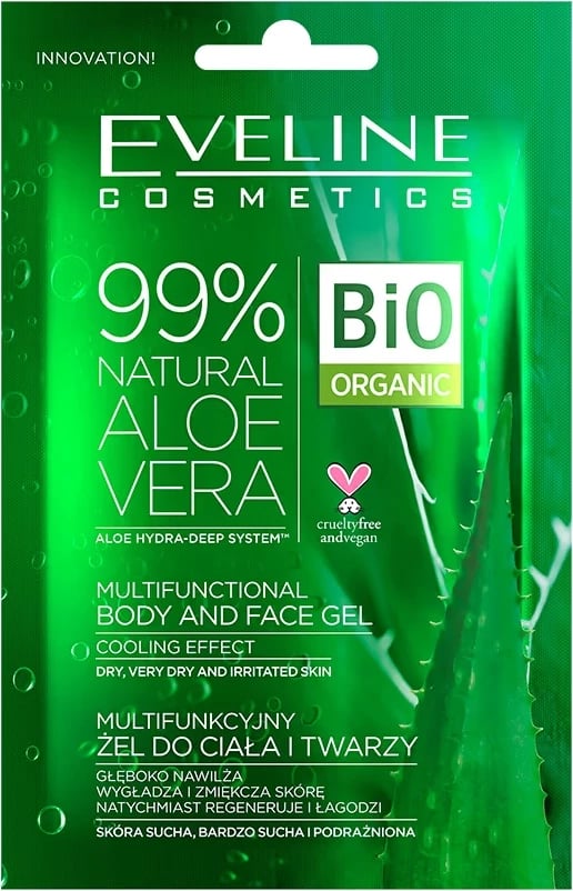 Xhel për fytyrë dhe trup Eveline Cosmetics 99% Aloe Vera për femra, 20ml