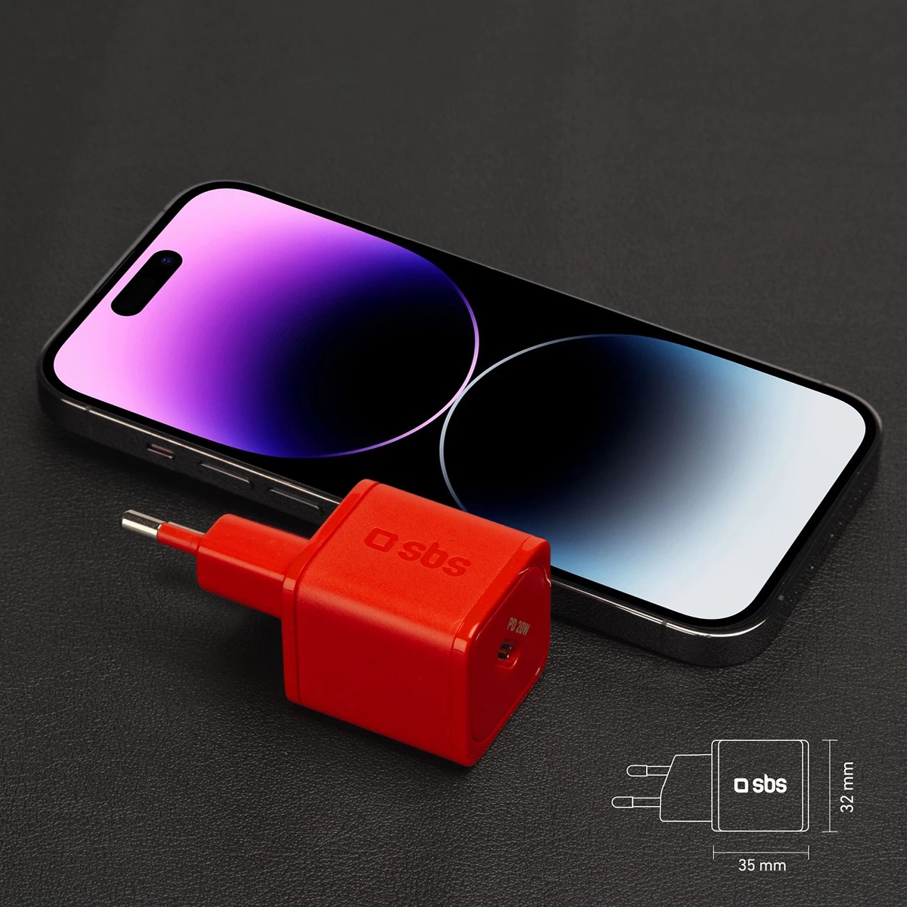 Karikues muri SBS TETRGAN1C20R, 20W, GaN, USB-C, Kuq