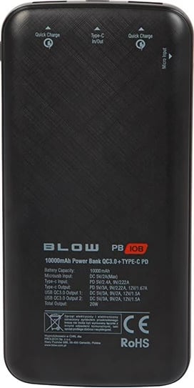 Power bank BLOW PB10B 10000mAh, 20W, i zi