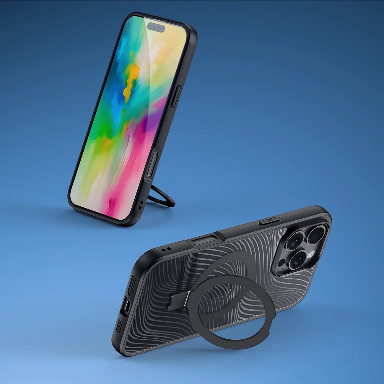 Mbështjellës Dux Ducis Aimo Mag për iPhone 16 Pro Max, me MagSafe dhe mbajtëse, i zi