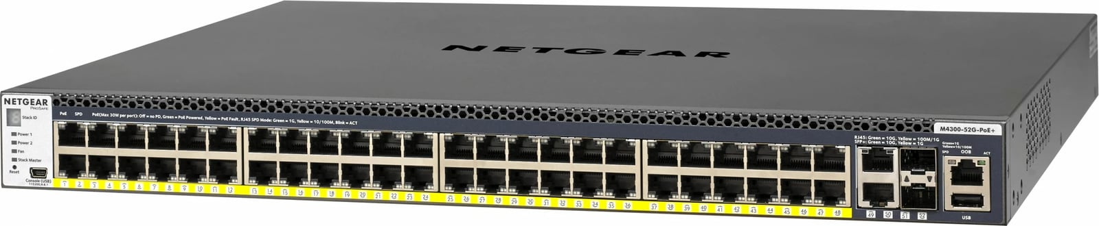 Switch NETGEAR M4300-52G-PoE+ 550W, Managed, Gigabit Ethernet, Rack 1U