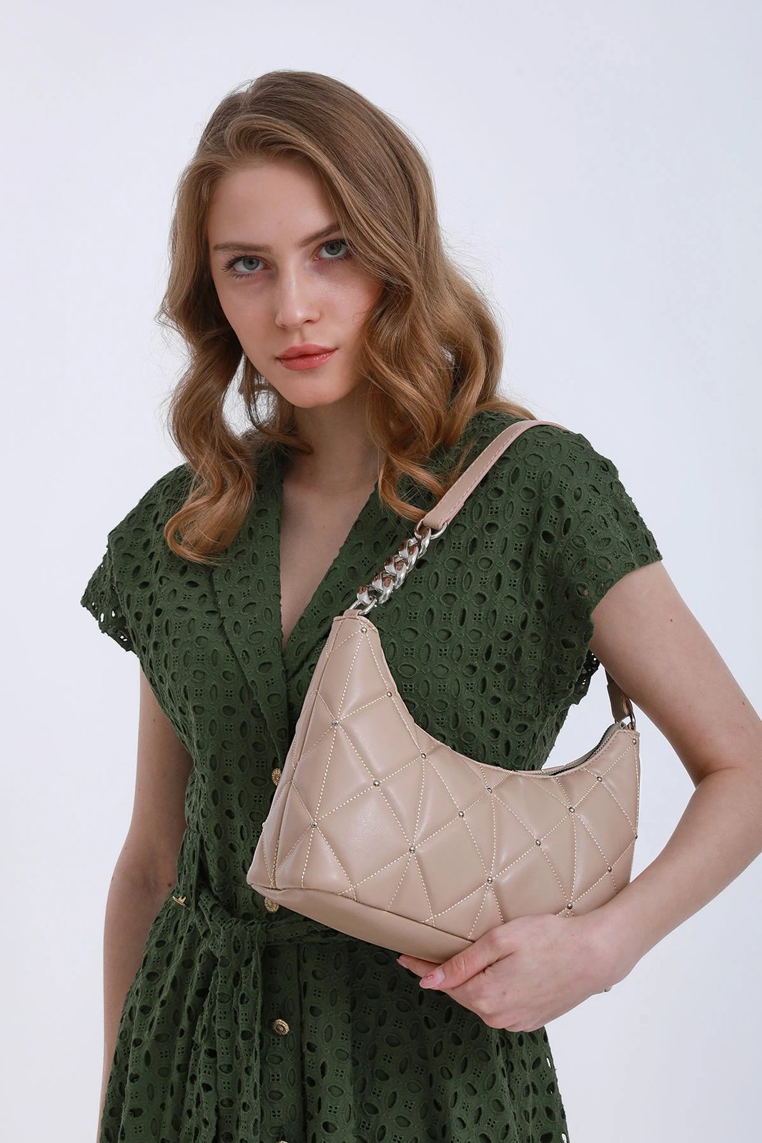Çantë shpatullë Zoozie Bags, 22YV10-003, ngjyrë mink