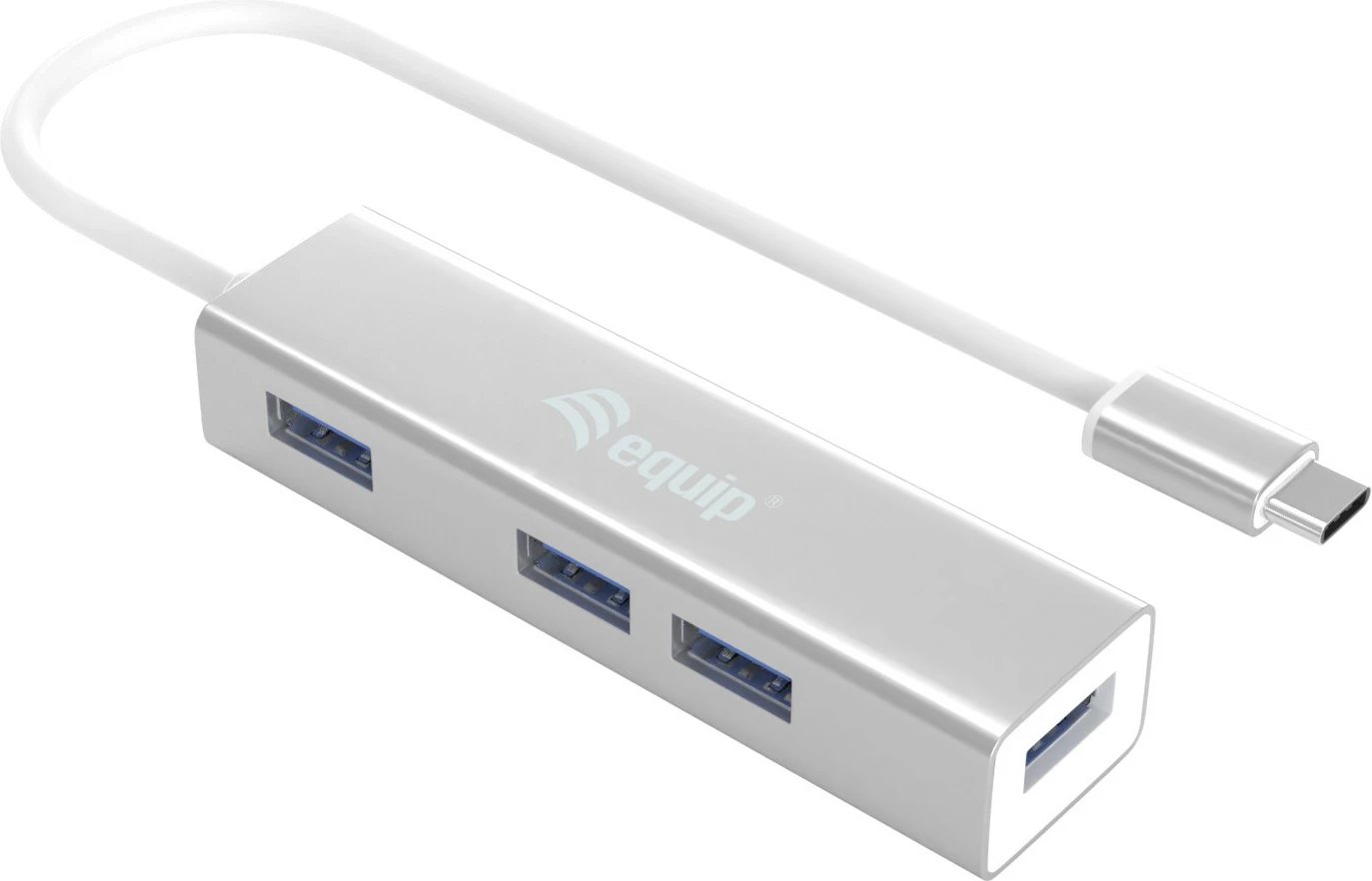 USB hub Equip 4 porte USB 3.0, Type-C, 5000 Mbit/s, alumini, argjendtë