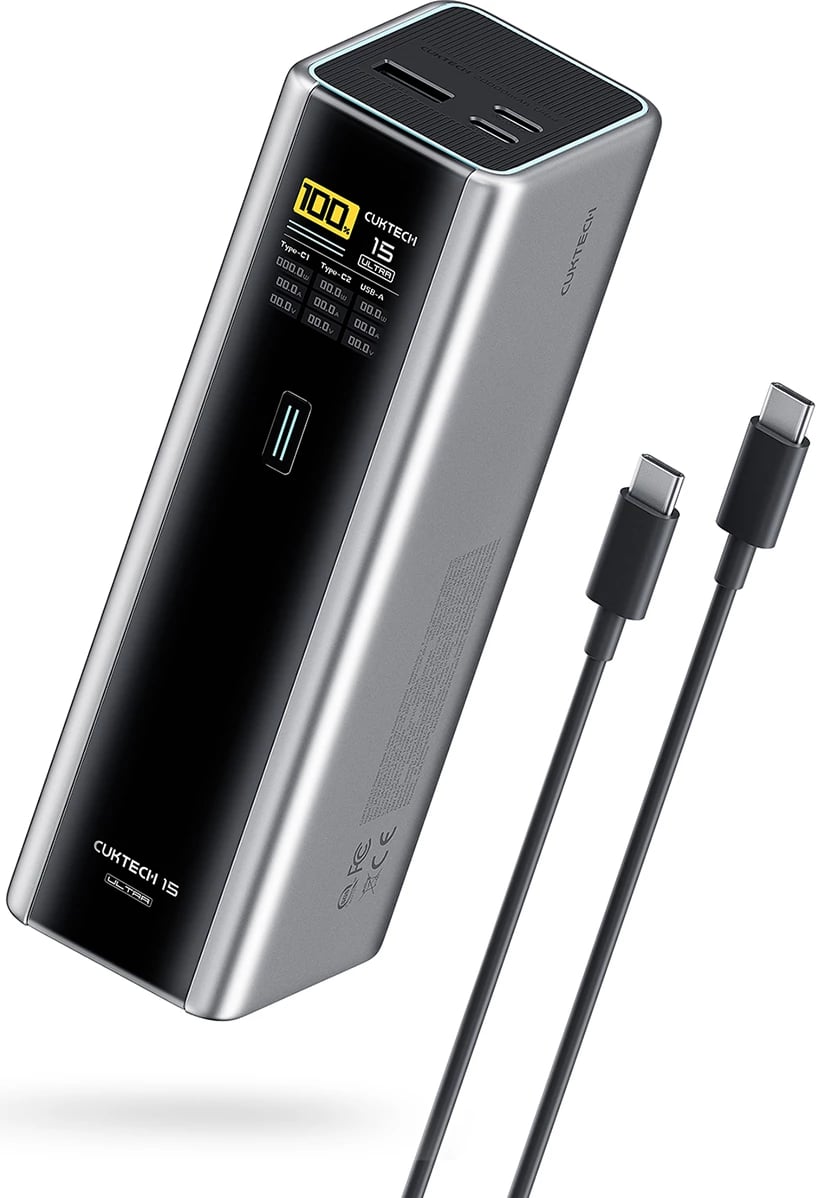 Powerbank Cuktech CKPB200UGLGR, 20000mAh, 210W, 2x USB-C, 1x USB-A, Gri
