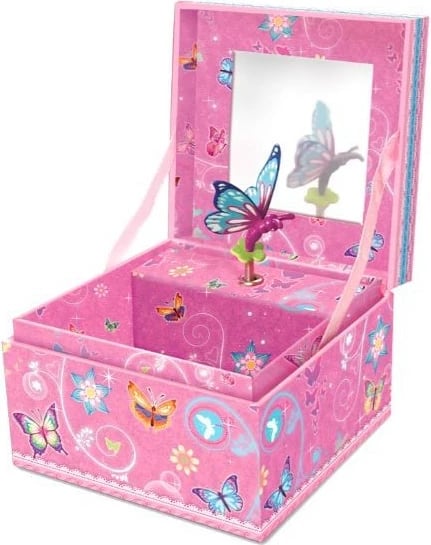 Kuti muzikore Pulio Classic Music Box Butterflies 2, dekorative, rozë