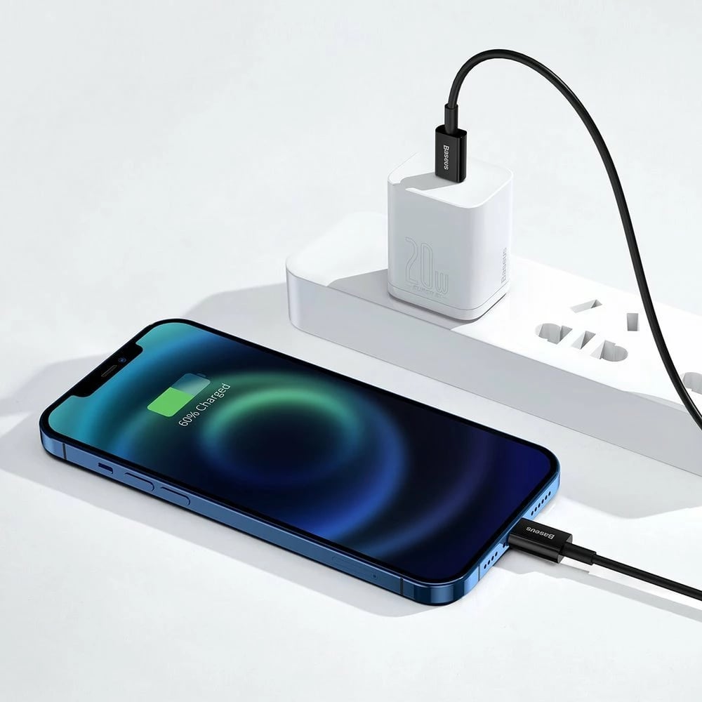 Kabllo Baseus Superior Series CATLYS-A01, USB-C në Lightning, 1m, 20W, e zezë