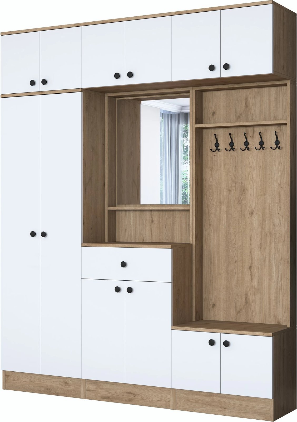 Stendë për korridor, dizajn skandinav, ngjyrë arrë dhe e bardhë, Skye Decor, EA104 - 2421