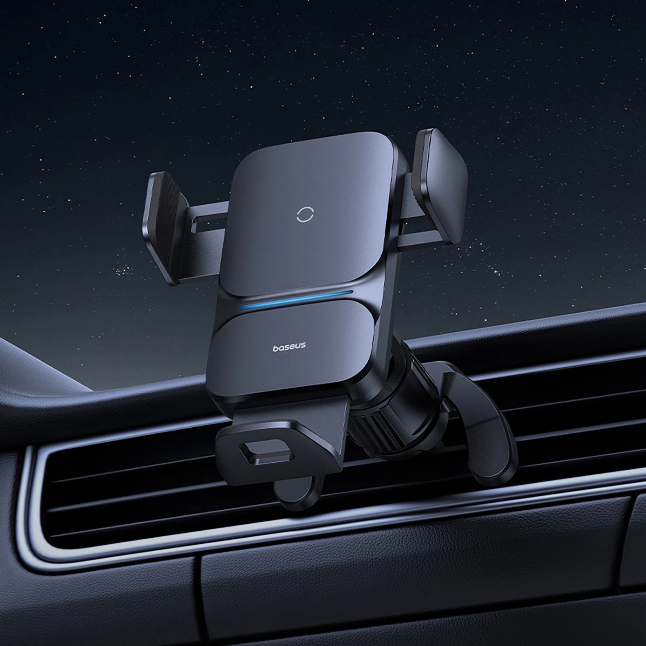 Mbajtës automatik Baseus Wisdom CGZX000001 me karikues wireless 15W, për grilë, i zi