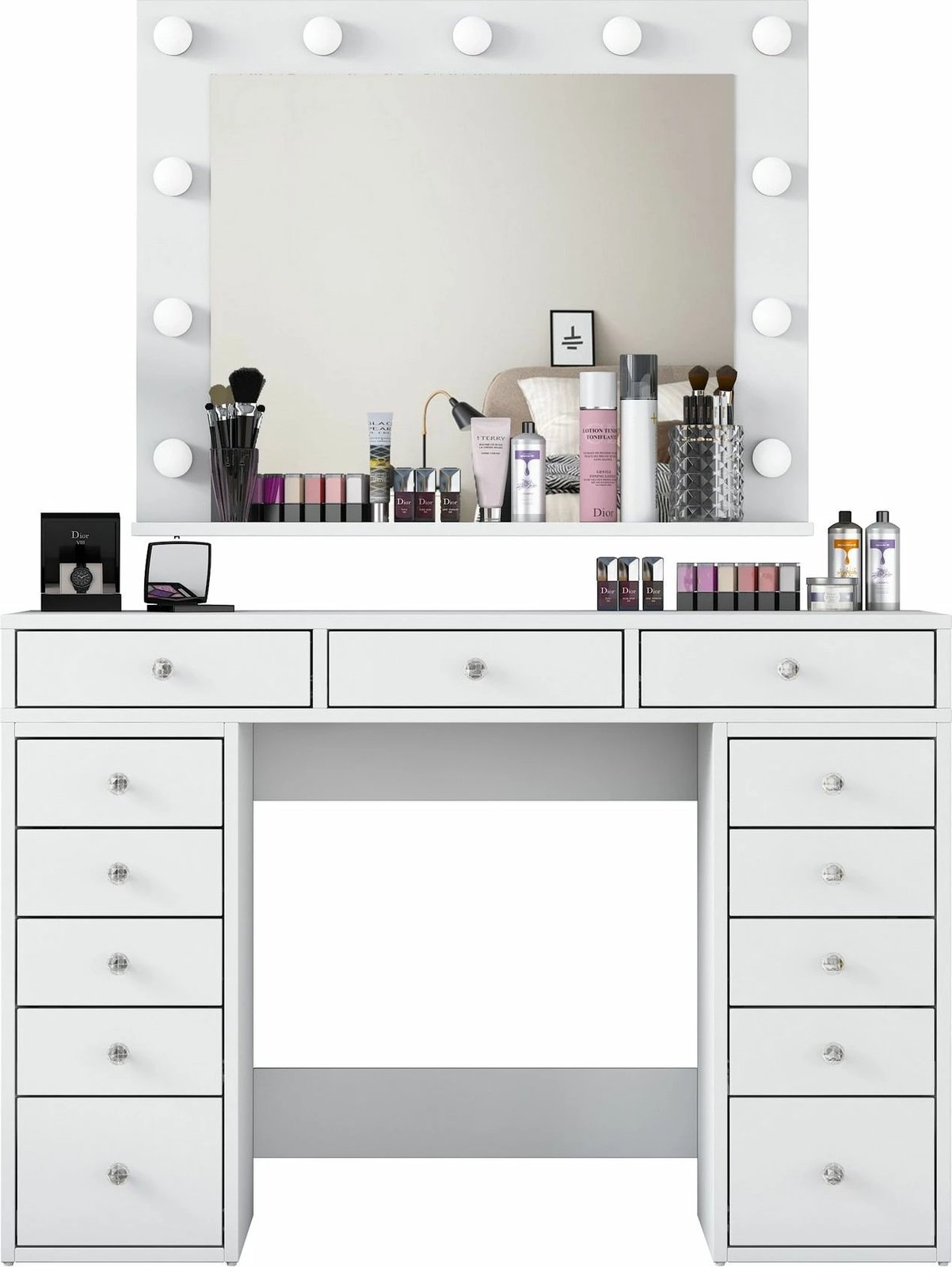 Tavolinë grimi Skye Decor, e bardhë, me pasqyrë të madhe, BJ119 - 2895