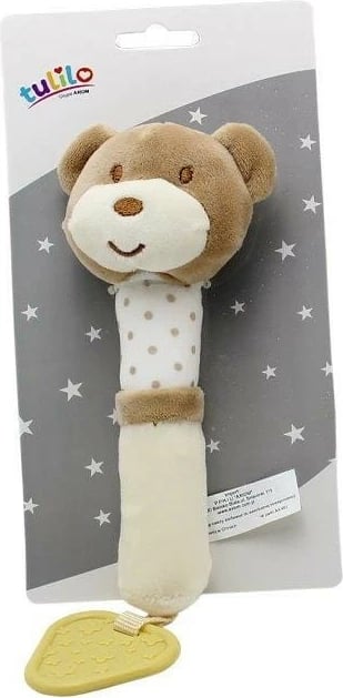 Lodër zanore për foshnje Tulilo, arush karamel, 17 cm, bezhë/karamel/e bardhë