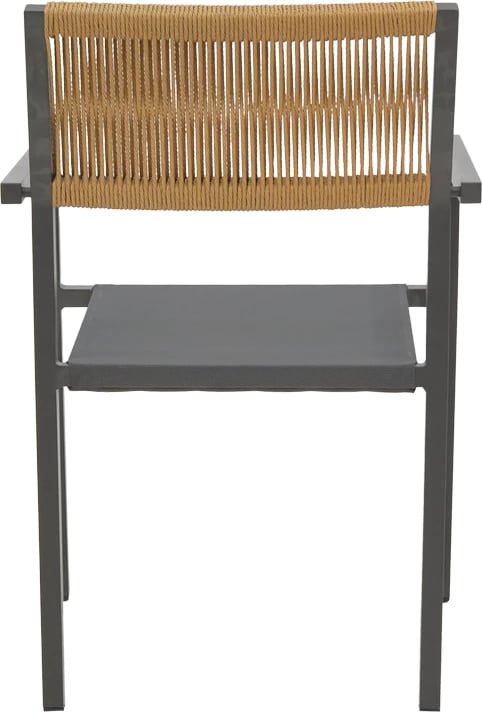 Karrige alumini Savor e grumbullueshme, kornizë antraciti-tekstilen, ratan natyral, 55x58x63cm