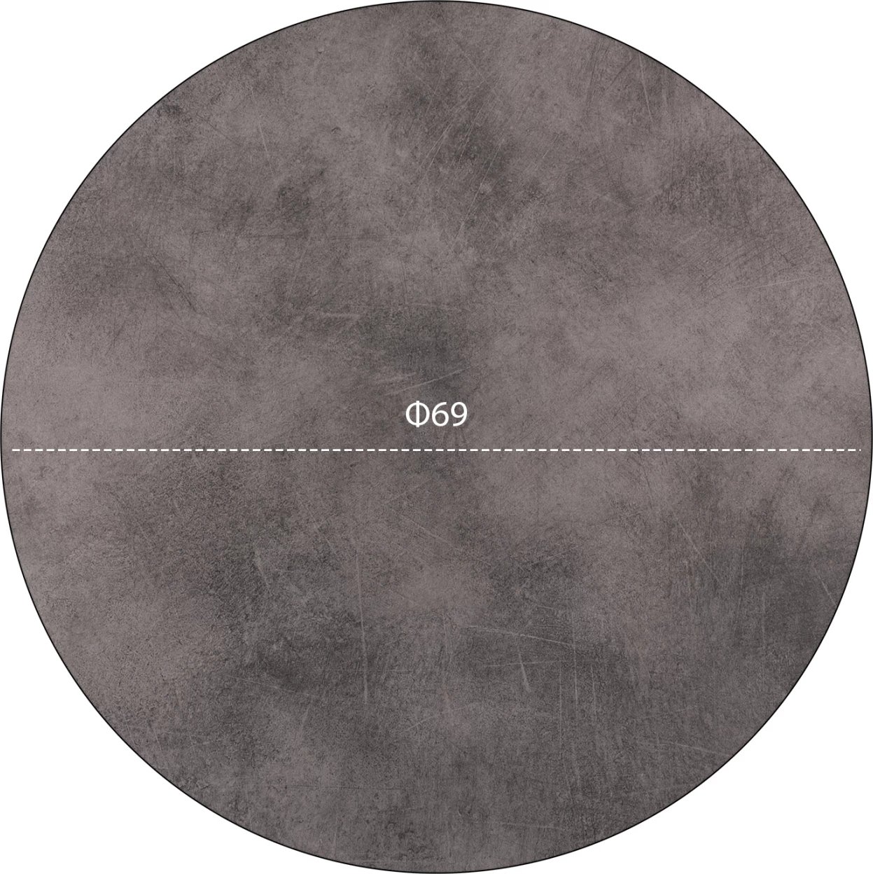 Sipërfaqe tavoline HPL, ngjyrë cement, Φ69 cm, trashësi 12mm