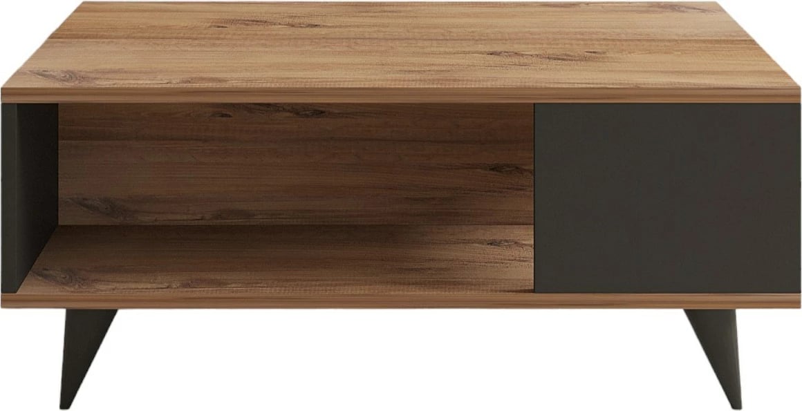 Tavolinë kafeje dy kate, ngjyrë arrë dhe e zezë, Hanah Home Yuka