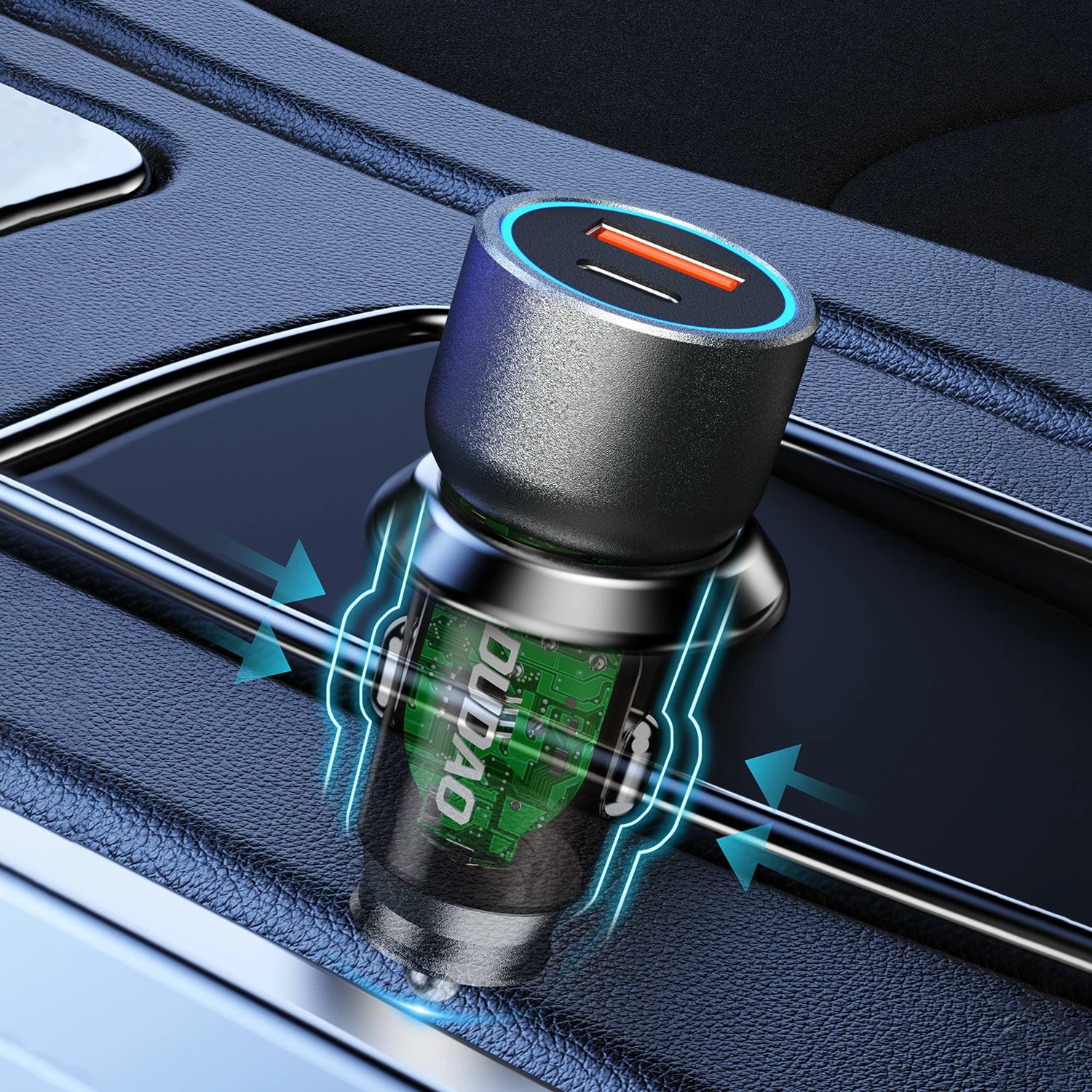 Karikues veture Dudao R4T, 30W, 2 porta USB-A/USB-C, Gri