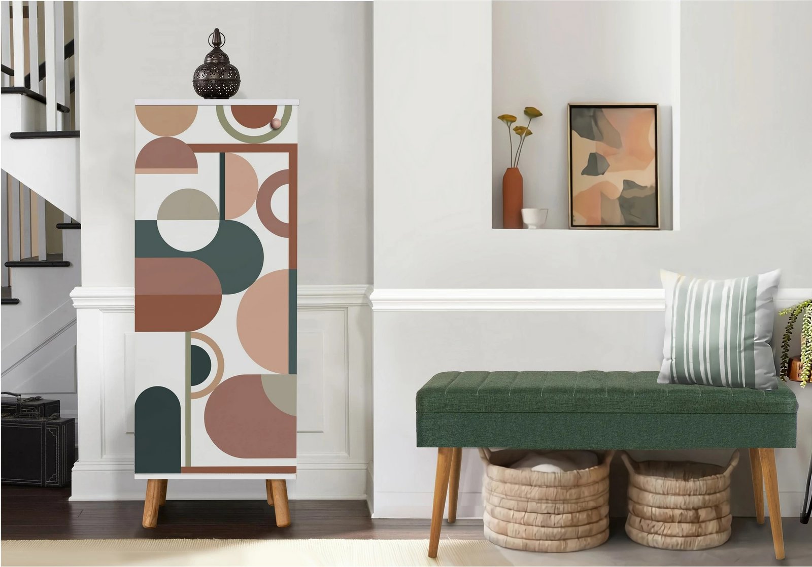 Set mobiljesh për korridor, ngjyrë e bardhë dhe e gjelbër, Skye Decor, 942 - 1070