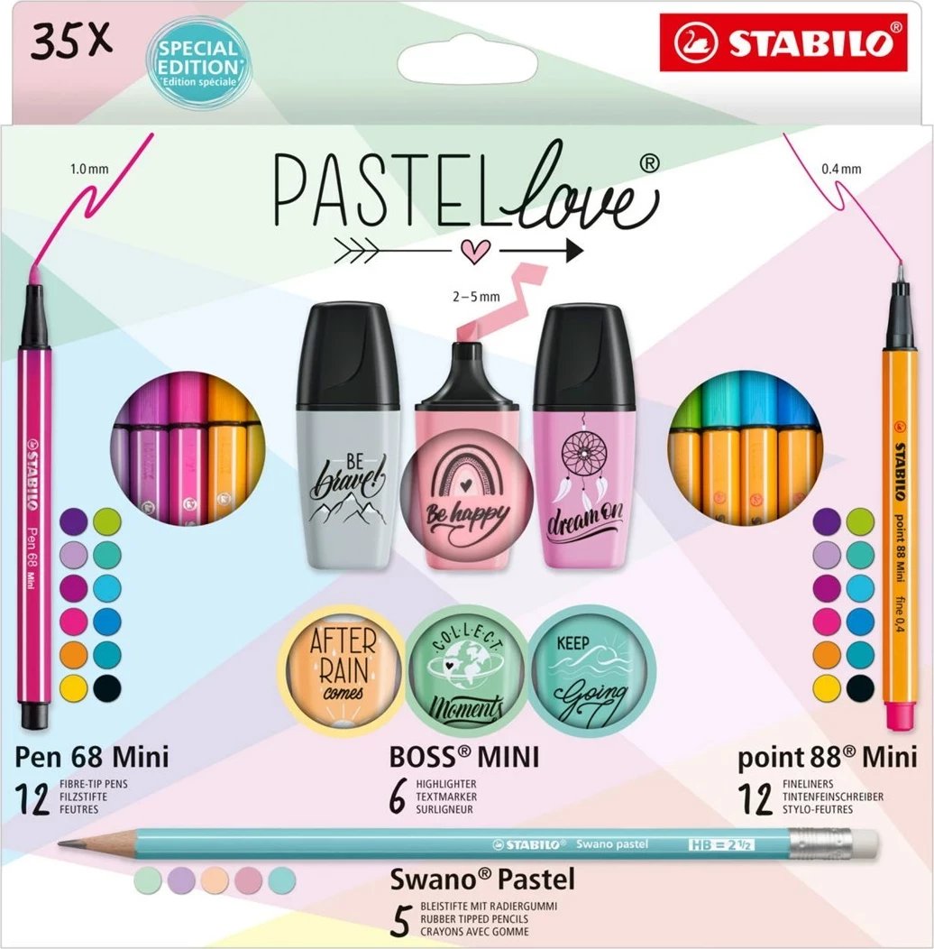 Set STABILO PastelLove 35 copë fineliners, markerë, highlighterë