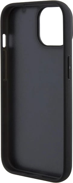Mbështjellës BMW Leather Hot Stamp për iPhone 15 Plus, e zezë
