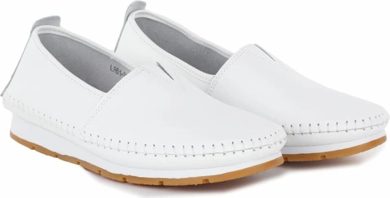 Këpucë të lëkurës për femra S.Barski LR61-7051, të bardha