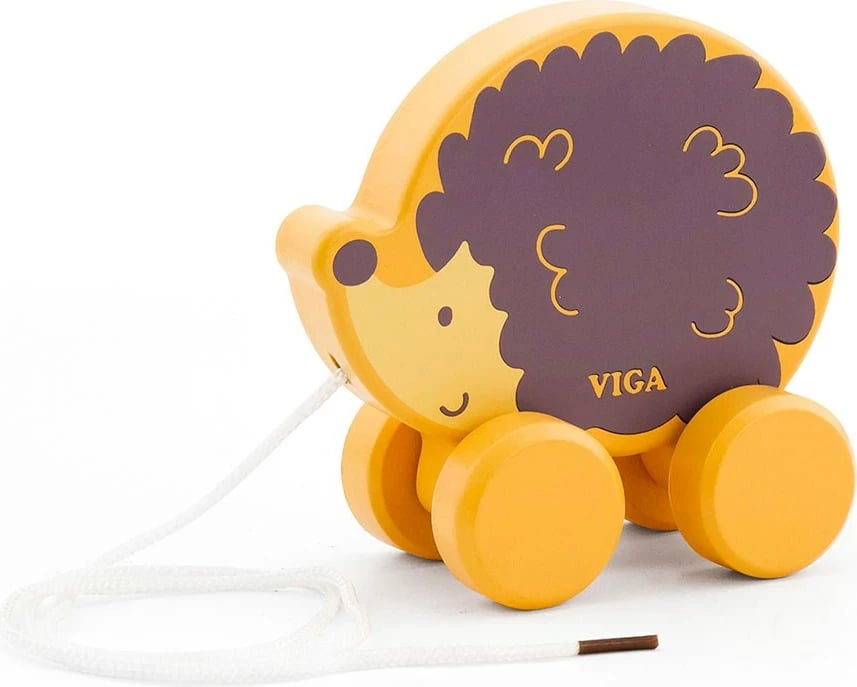 Lodër tërheqëse me litar, Viga, Hedgehog, druri ahu, 112x107x53 mm, shumëngjyrëshe
