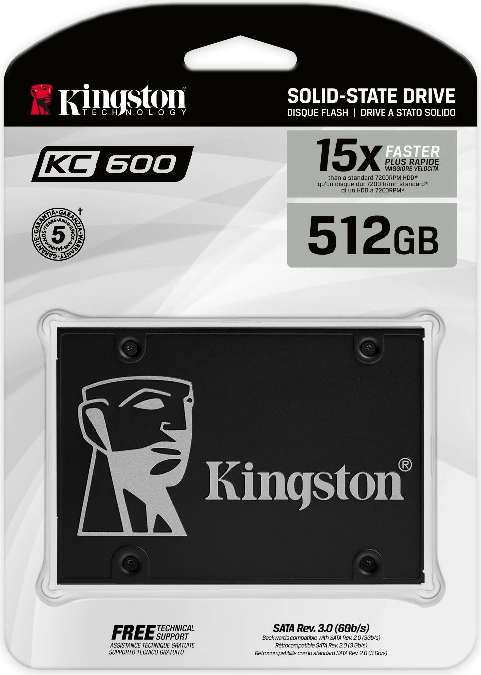 SSD Kingston KC600 512GB, 2.5", 550 MB/s