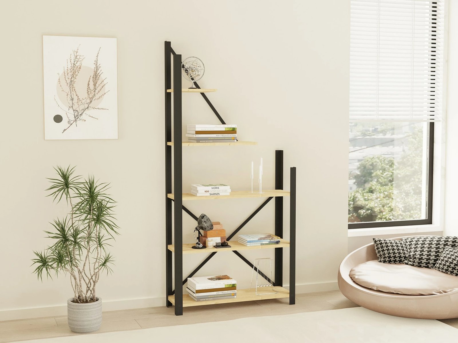 Raft librash Hanah Home, Eagle, ngjyrë safir dhe e zezë