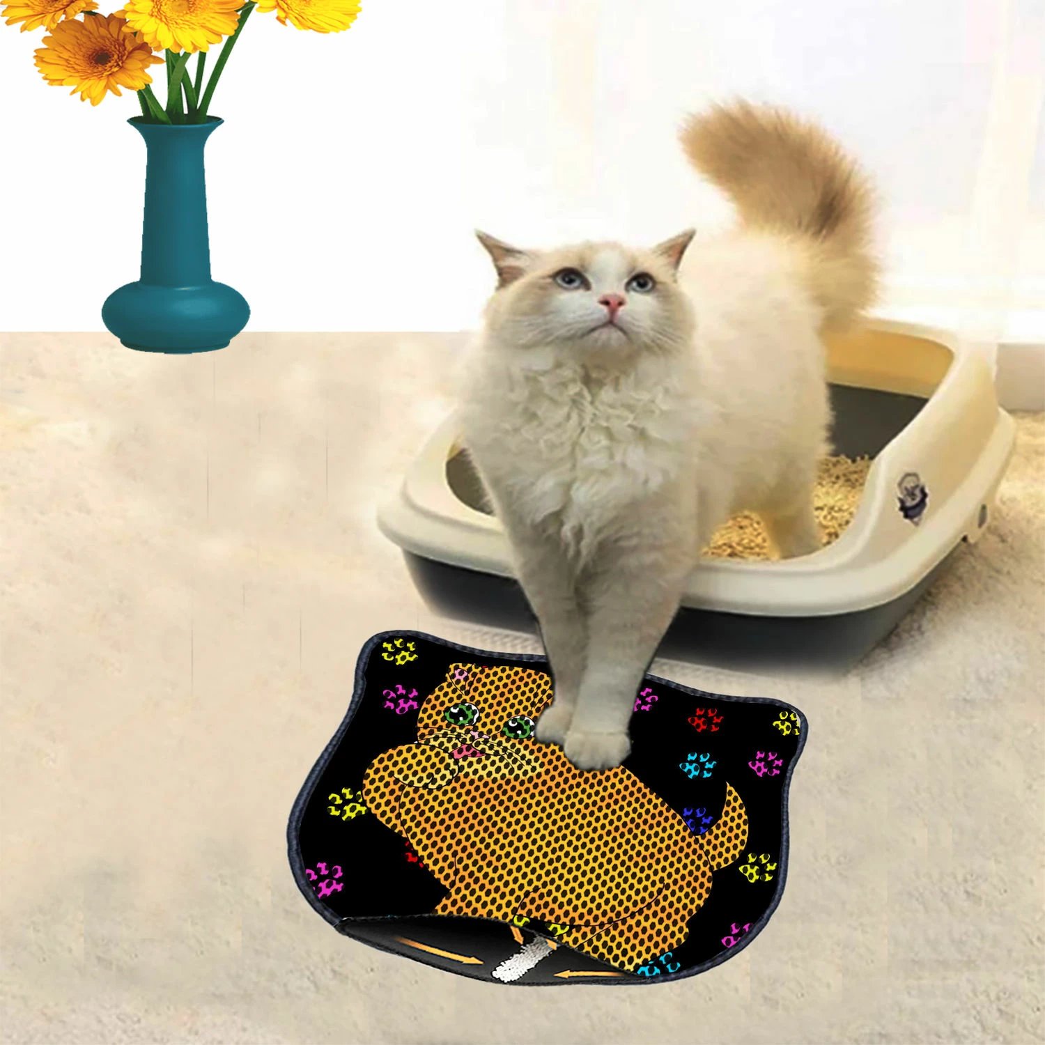 Tapet për rërë mace, shumëngjyrësh, Paws & Whiskers, Kdkafa0101, 40x50cm