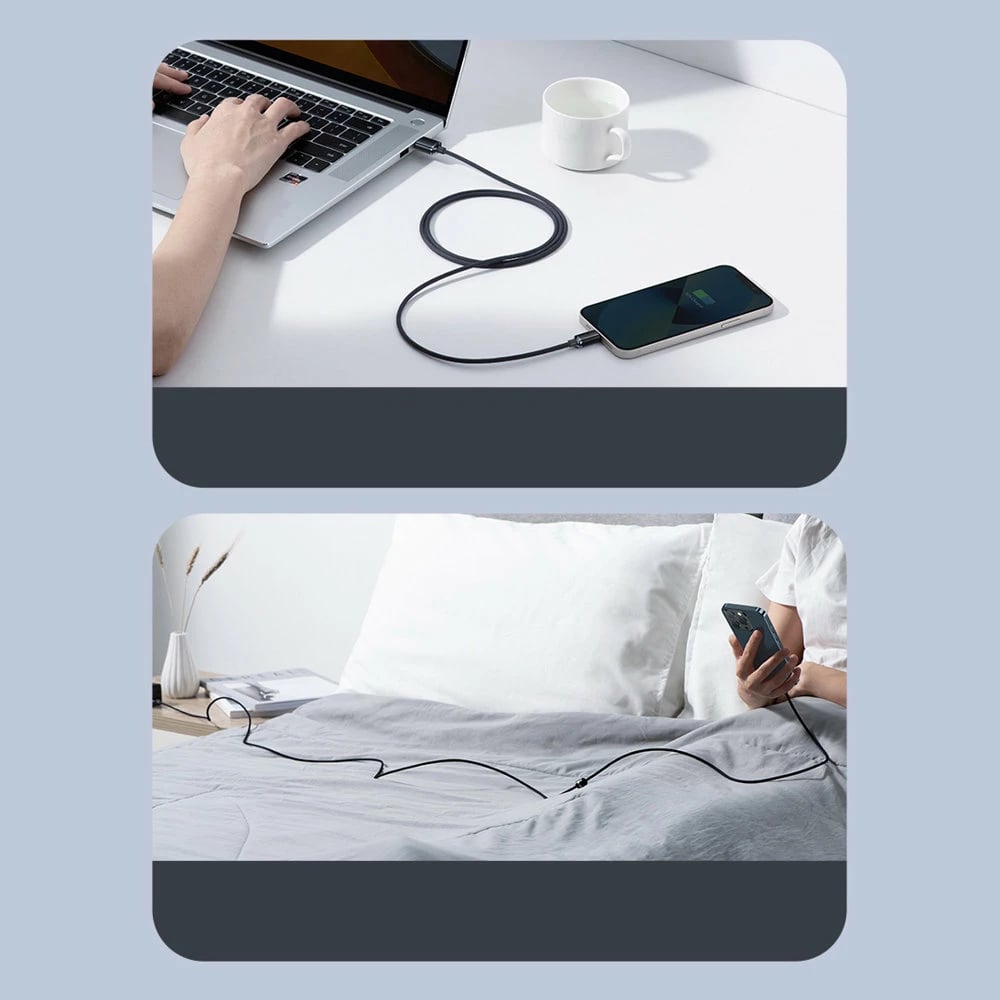 Kabllo karikimi dhe të dhënash Baseus Crystal Shine Series, USB-A në Lightning, 1.2m, 2.4A, e zezë