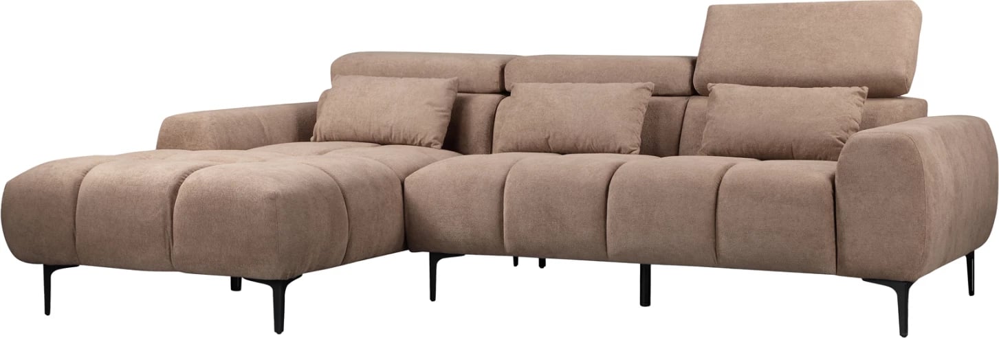 Divan qoshe i majtë DIVYA FH3267.01L, lëkurë sintetike, ngjyrë kafe e çelur, 266x104x97H cm