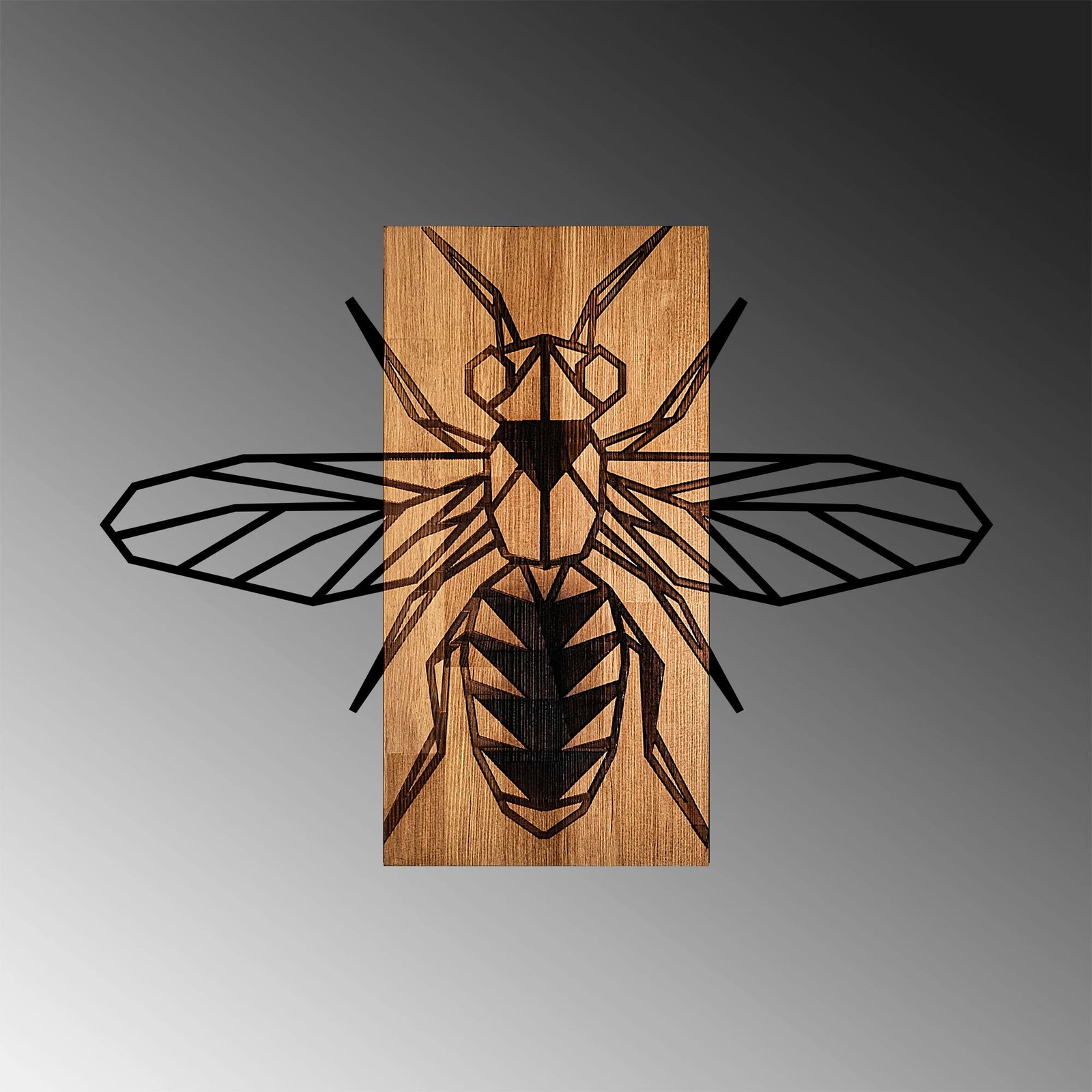 Aksesor dekorativ për mur, dru dhe metal, Wallity MA-308, ngjyrë arre dhe e zezë, 58x82cm