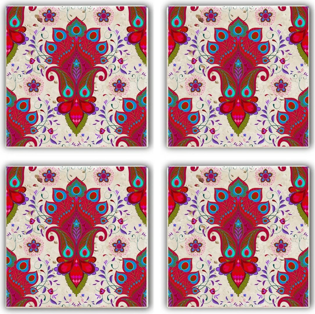 Set 4 copë mbajtëse gotash prej guri natyral, shumëngjyrëshe, Hermia, TBA34158005634